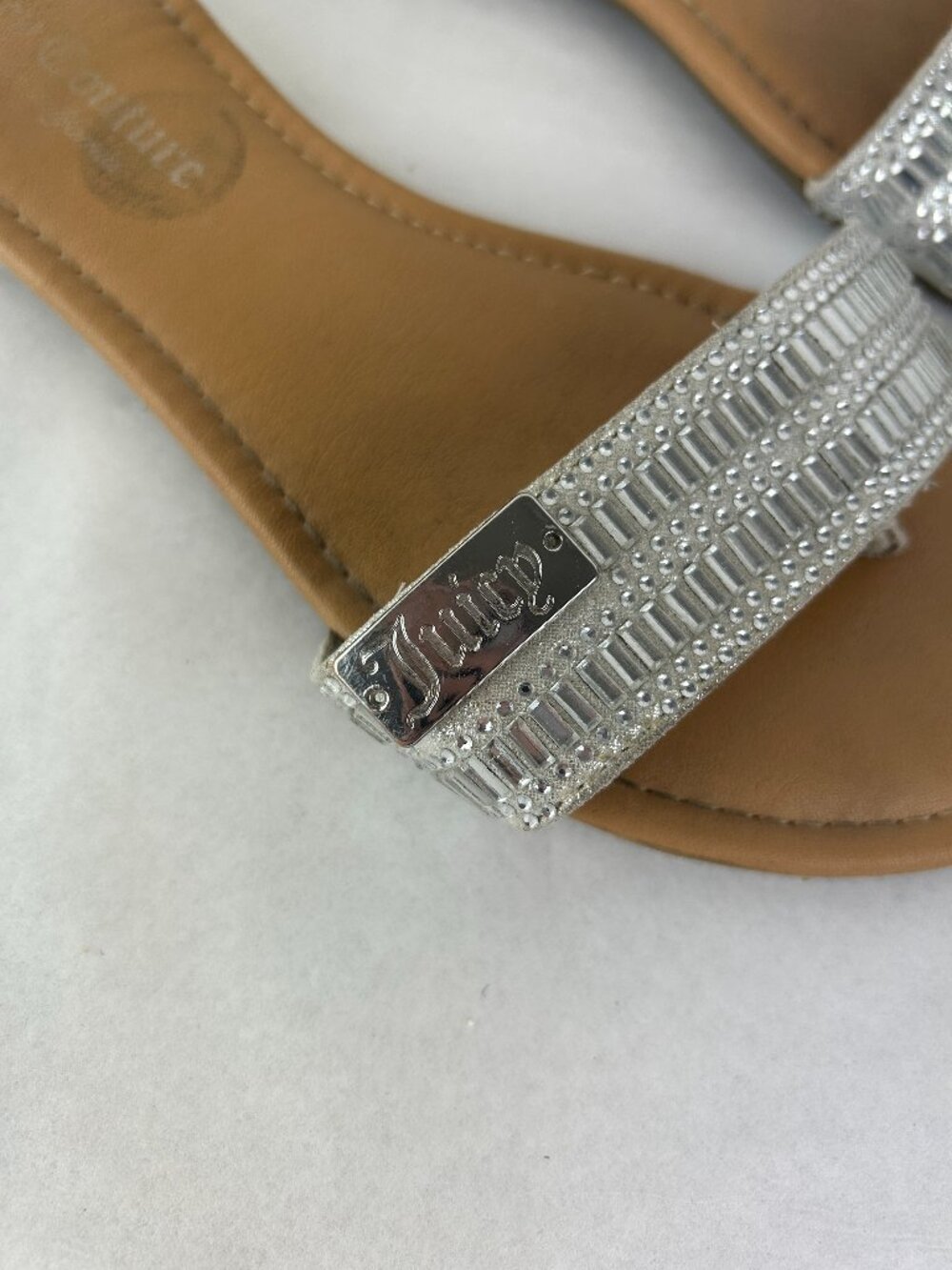 Juicy Couture Silver Rhinestone Slide Sandals for Women Casual Summer Slip On - Picture 3 of 7